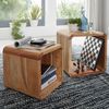 2er Set Satztisch BOHA Massivholz Design Couchtisch Akazie 2 Tische, Würfelregal-Set Braun, Wohnzimmertisch Massiv, Beistelltische Holz Landhaus Stil, Holztisch Wohnzimmer | Bild 2
