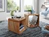 2er Set Satztisch BOHA Massivholz Design Couchtisch Akazie 2 Tische, Würfelregal-Set Braun, Wohnzimmertisch Massiv, Beistelltische Holz Landhaus Stil, Holztisch Wohnzimmer | Bild 3