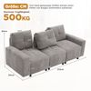 Merax 213 cm 3‑sitziges modulares Sofa zum Sitzen und Liegen, mit Schlaffunktion, großzügige Sitztiefe von bis zu 68 cm, verstellbare Sitztiefe, Chenille‑Stoff, Grau Bild 4