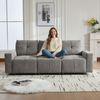 Merax 213 cm 3‑sitziges modulares Sofa zum Sitzen und Liegen, mit Schlaffunktion, großzügige Sitztiefe von bis zu 68 cm, verstellbare Sitztiefe, Chenille‑Stoff, Grau Bild 3