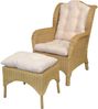 Rattansessel, Ohrensessel, Nostalgie-Sessel, handgeflochten, mit Kissen Bild 4