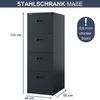 Hängeregisterschrank abschließbar SARA - 4 Schubladen mit Schloss | Aktenschrank Büroschrank aus Stahl Metallschrank, 132x46x62cm Anthrazit Bild 2