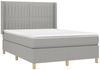 vidaXL Boxspringbett mit Matratze & LED Hellgrau 140x190 cm Stoff 3139029 Bild 4