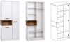 Marmex Möbel Grant Set-A Jugendzimmer Komplett-Set 4-teilig mit Kleiderschrank, Schreibtisch, Wandregal, geschlossenes Regal, Kinderzimmermöbel mit Schreibtisch, laminierte Spanplatte, Kleiderstange, weiß+riviera Eiche, 250x195x55 cm Bild 5