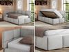 Jugendbett 90x200 ARVO Polsterbett mit Bettkasten, Stauraum & Gasdruckfeder, Modernes Design mit Kopfteil, Foam Matratze - Hellgrau Velvet - MIRO LUX - Links Seite Bild 2