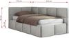 Jugendbett 90x200 ARVO Polsterbett mit Bettkasten, Stauraum & Gasdruckfeder, Modernes Design mit Kopfteil, Foam Matratze - Hellgrau Velvet - MIRO LUX - Links Seite Bild 3