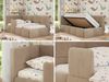 Jugendbett, Kinderbett mit Kopfteil ARVO ALTA 90 x 200 cm, Polsterbett mit Stauraum, hoher Schlafkomfort - Beige Plüsch - Links Bild 2
