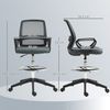 Vinsetto Bürostuhl mit Armlehnen, verstellbarer Fußring, Netzbespannung (ergonomischer Schreibtischstuhl, 1 St), für Arbeitszimmer, Büro, Grau Bild 3
