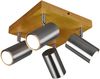 LED Deckenstrahler Silber mit Holz 4-flammig, Quadrat 22cm Bild 2