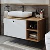 Roomart LOTUS-I-95 Badmöbel Set– 2-teiliges Badezimmermöbel Set - Waschbecken mit Unterschrank - H 45 x B 45 x T 95 cm • Weiß-Eiche Bild 4