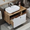Roomart LOTUS-I-95 Badmöbel Set– 2-teiliges Badezimmermöbel Set - Waschbecken mit Unterschrank - H 45 x B 45 x T 95 cm • Weiß-Eiche Bild 2