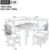Celya Gartenlounge-Set Gartenlounges, Gartenmöbel Set 8 Personen mit Esstisch, (Outdoor-Tisch- und Stuhl-Set für 7–8 Personen, mit Sofa, 3 Hocker und 1 Tisch, Akazie, Beige+Natur), Gartenmöbel Set mit Kissen, Ecksofa, Polyrattan Lounge Bild 2
