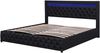 Merax LED Hydraulisches Polsterbett 180x200 Stauraumbett Doppelbett aus Kunstleder mit Lattenrost Schwarz Bild 4