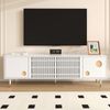 Merax 170cm TV-Schrank, TV-Möbel mit Gitterstruktur, versteckten Griffen, Golddekor, Weiß Bild 5