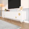 Merax 170cm TV-Schrank, TV-Möbel mit Gitterstruktur, versteckten Griffen, Golddekor, Weiß Bild 2