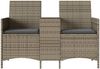 vidaXL Gartensofa 2-Sitzer mit Tisch und Kissen Grau Poly Rattan 4003886 Bild 4