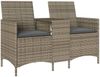 vidaXL Gartensofa 2-Sitzer mit Tisch und Kissen Grau Poly Rattan 4003886 Bild 2