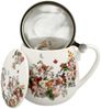 DUO FLORAL Fassbecher 430 ml VINTAGE FLOWERS WHITE mit Teesieb, New Bone China Porzellan Bild 4