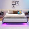 Bettrahmen 120x200 cm schwebende Optik, Metallbett mit LED-Beleuchtung, Bettgestell mit Ladestation und Lattenrost Bild 3