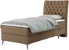 Boxspringbett MILEN, Einzelbett 90x200, Polsterbett mit Multipocket-Matratze und Topper - Braun Kunstleder - rechts - H4 Bild 2