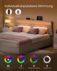 VASAGLE Doppelbettgestell, Bettgestell, 140 x 200 cm, LED, Metallbett, 4 Schubladen, Ladestation, verstellbares gepolstertes Kopfteil, cappuccinobeige Bild 3