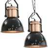 vidaXL Deckenlampe 2 Stk. Schwarz Rund E27 50868 Bild 2
