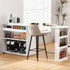 Moderner Bartisch, Ausziehbar 360° Drehbare Sideboard mit Stauraum und LED-Beleuchtung, Reversibel Sideboard mit Lochbrett und Steckdosen, Bartisch für Küche und Esszimmer (Weiß) Bild 2