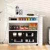 Moderner Bartisch, Ausziehbar 360° Drehbare Sideboard mit Stauraum und LED-Beleuchtung, Reversibel Sideboard mit Lochbrett und Steckdosen, Bartisch für Küche und Esszimmer (Weiß) Bild 5