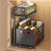 JEOBEST Küchenregal Küchen-Organizer, Unter Waschbecken Regal Metall, Ausziehbar Schublade, 2 Etagen, Höhenverstellbar, Herausziehen Regal Veranstalter Bild 2