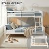 Homestyle4u Kinderbett Etagenbett 90x200 und 140x200 Jugendbett Hochbett Weiß, lackiert, massives Kiefernholz Bild 5