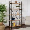 Dmora Bücherregal Suriel, Büroregal, Mobiler Buchhalter, Bücherbrett, 90x34 h180 cm, Kiefer und Schwarz Bild 2