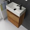 Alpenberger Badmöbel-Set Gäste WC Waschbecken mit Unterschrank - Badschrank Hängend, (Waschbeckenunterschrank mit Softclose, 2-tlg. Waschtisch Set Bamboo), Waschplätze für Kleine Bäder - Badschrank Hängend und Vormontiert Bild 3