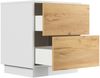 Design Nachttisch Concepto M 50cm stehend, 2 Pushauszüge Weiß Hgl Eiche : Weiss hochglanz / Eiche Gold Bild 4