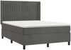vidaXL Boxspringbett mit Matratze Dunkelgrau 140x200 cm Samt 3132802 Bild 3