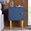 Nachttisch 50 x 35 x 35 cm mit Schublade und Fischschuppenmuster – Nachttisch in Marineblau mit champagnerfarbenen Metallbeinen Bild 4