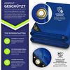 tillvex® Abdeckplane Blau 5x9 m mit Ösen + 10 Haken & 15m Seil | Gewebeplane 650g/m² Wasserdicht & Reißfest | Premium PVC-Plane Universell LKW, Pool, Holz Gartenmöbel | Gartenplane Abdeckung Bild 2