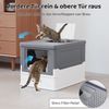 Faltbares Katzenklo mit Deckel & Ausziehbarem Tablett & Fronteinstieg Katzentoilette Grau Bild 4