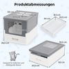 Faltbares Katzenklo mit Deckel & Ausziehbarem Tablett & Fronteinstieg Katzentoilette Grau Bild 2