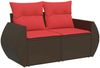 vidaXL 4-tlg. Garten-Sofagarnitur mit Kissen Braun Poly Rattan 3325560 Bild 4