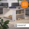 CASARIA® Couchtisch Holz Weiß Eiche mit Stauraum 2 Fächer 90x60x50cm Wohnzimmertisch Bild 2