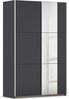 rauch Kleiderschrank, Schwebetürenschrank KRONACH, 2-türig, 1 Spiegeltüre teilaufgelegt, Grau metallic, 131 x 210 x 59 cm Bild 3