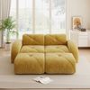 2-Sitzer Modulsofa aus Chenille mit 2 Hockern, rahmenlos, 204 x 171 x 76 cm, gelb Bild 2