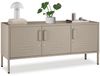 tectake Lowboard Sideboard, Kippschutz, höhenverstellbare Füße, 120 x 37,5 x 55,5 cm (Schrank Baker, in taupe), 5 Türen mit Magnetverschluss, Zwischenboden verstellbar, Kabelführung Bild 4