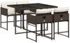 vidaXL 5-tlg. Garten-Essgruppe mit Kissen Braun Poly Rattan 3278024 Bild 2