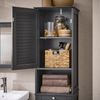 SoBuy BZR124-DG Badezimmer-Hochschrank, MDF, Lackiert, Dunkelgrau, 40 x 170 x 37 cm Bild 4