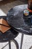 Design Beistelltisch 2er Set Schwarz Marmor Optik Rund, Couchtisch 2-teilig Tischgestell Metall , Kleine Wohnzimmertische, Moderne Satztische Bild 5