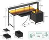 ODK Gamingtisch mit LED-Beleuchtung, Steckdosenleiste und ausziehbarer Tastaturablage (1-St), Mit Stoffschubladen und Monitorständer, 140×48×90,7 cm, Schwarz Bild 2