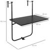 Outsunny Balkonhängetisch 3-fach höhenverstellbarer Balkontisch zum Einhängen (Terrassentisch, 1-St, Hängetisch), für Garten, Metall, 62 x 60 x 85,5 cm, Schwarz Bild 3