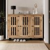 Sideboard aus Spanplatte mit 3 Türen & 8 Fächern, 120 x 32 x 92 cm, Naturholz Bild 2