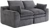 2-Sitzer Sofa aus Cord mit Seitentaschen & Kissen, 191 x 94 x 85 cm, Dunkelgrau Bild 5